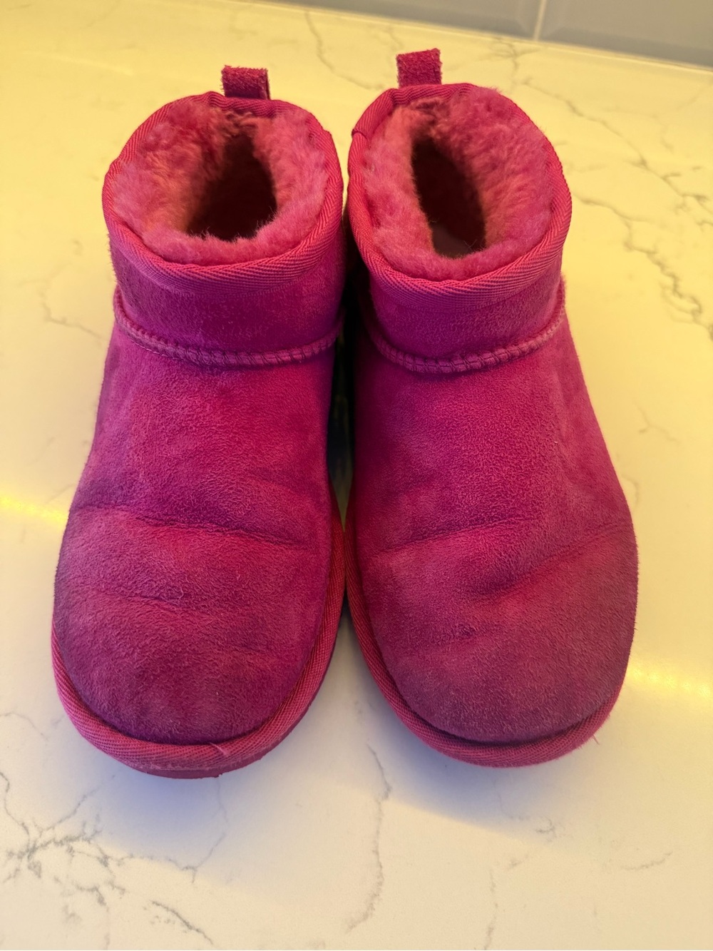 Kids Pink Cozy Suede Booties